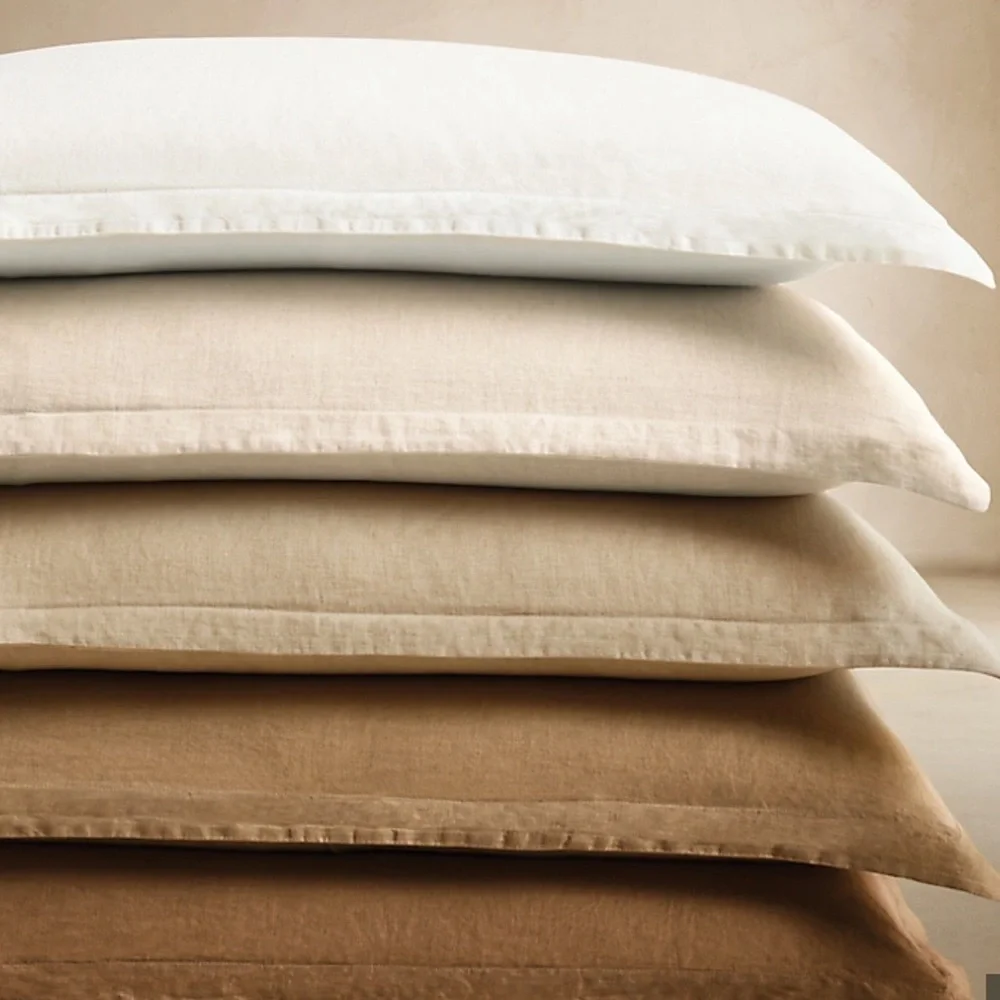 ✅RESTORATION HARDWARE ITALIAN HERITAGE WASHED LINEN FLANGE King SHAM in Wheat
